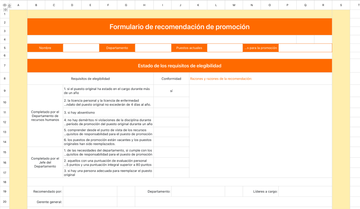 Formulario de recomendación de promoción